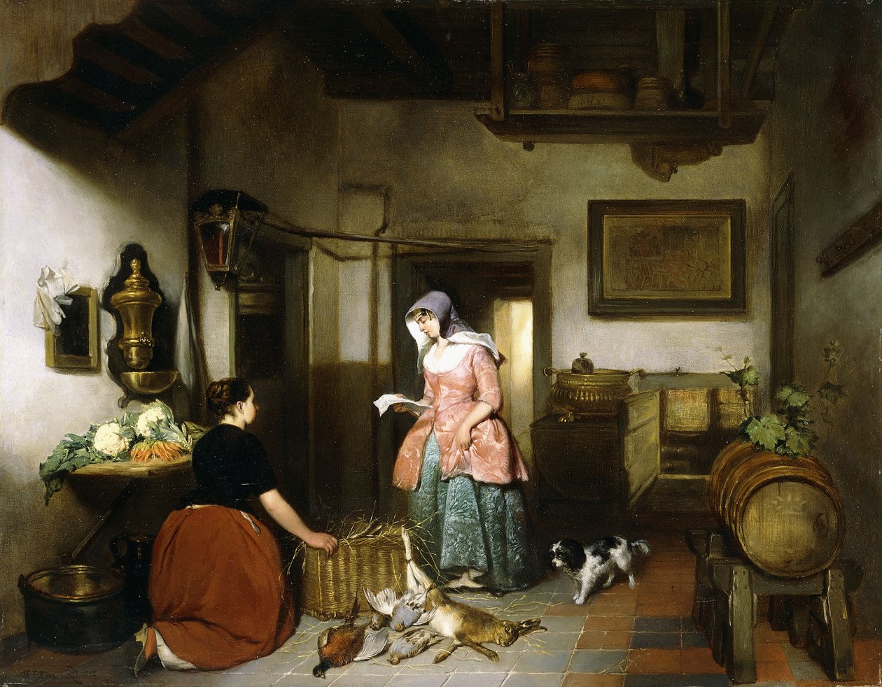 Naisten pesukammion sisätilat, 1852 tekijältä Hubertus van Hove