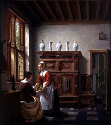Maid Serving Fruit (öljy kankaalle) tekijältä Hubertus van Hove