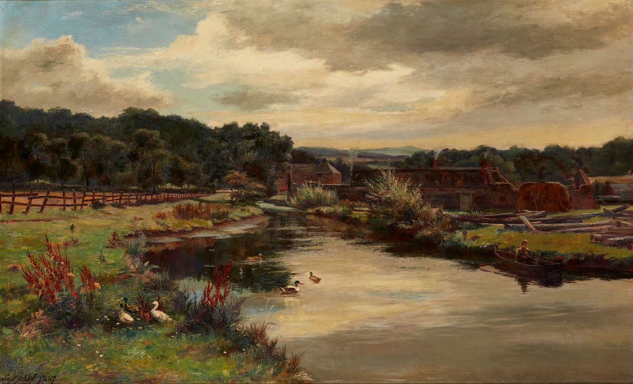 The Mill-Lade, Glen Farg Near Aberfeldy (öljy kankaalle) tekijältä Hugh Allan