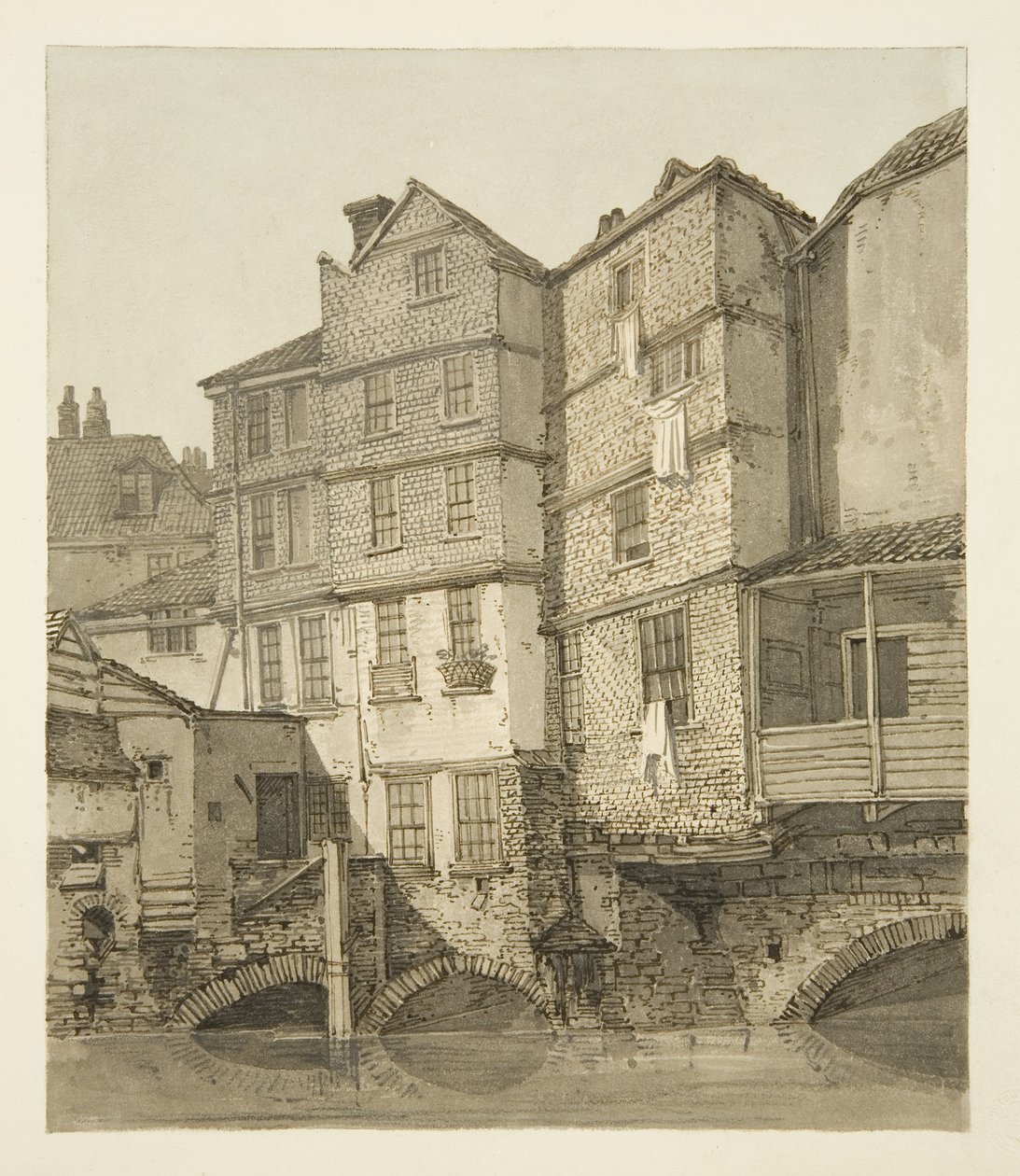 The Frome, joka katsoo ylävirtaan kohti Joulusiltaa, 1823 tekijältä Hugh ONeill