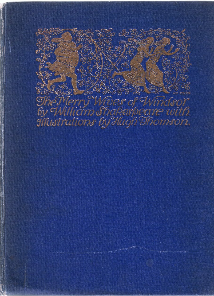 Etukannen suunnittelu, kuvitus Windsorin iloisista vaimoista, 1910 tekijältä Hugh Thomson