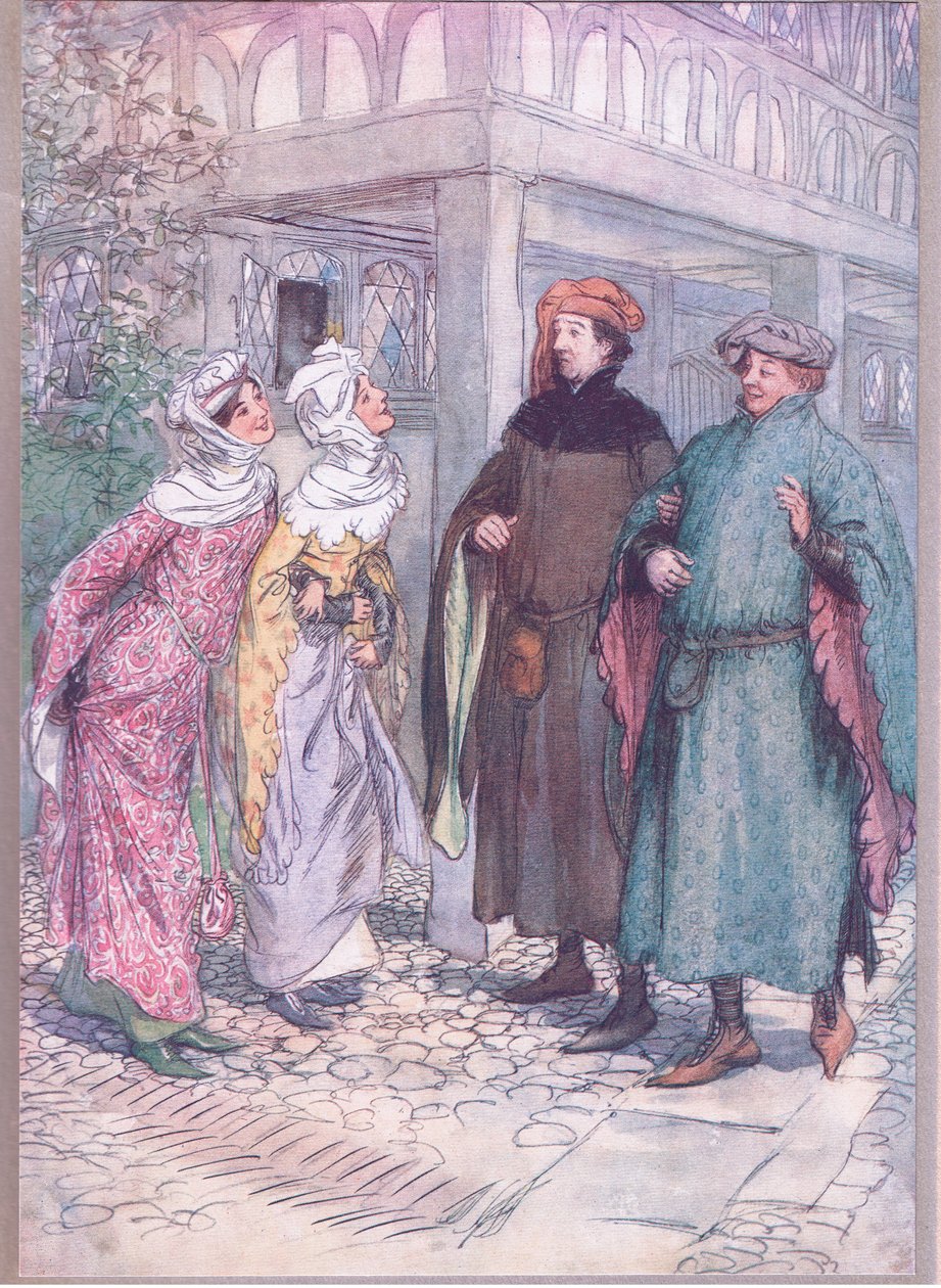 Miten nyt, kulta Frank! Miksi olet melankolinen? , kuvitus teoksesta The Merry Wives of Windsor, 1910 tekijältä Hugh Thomson