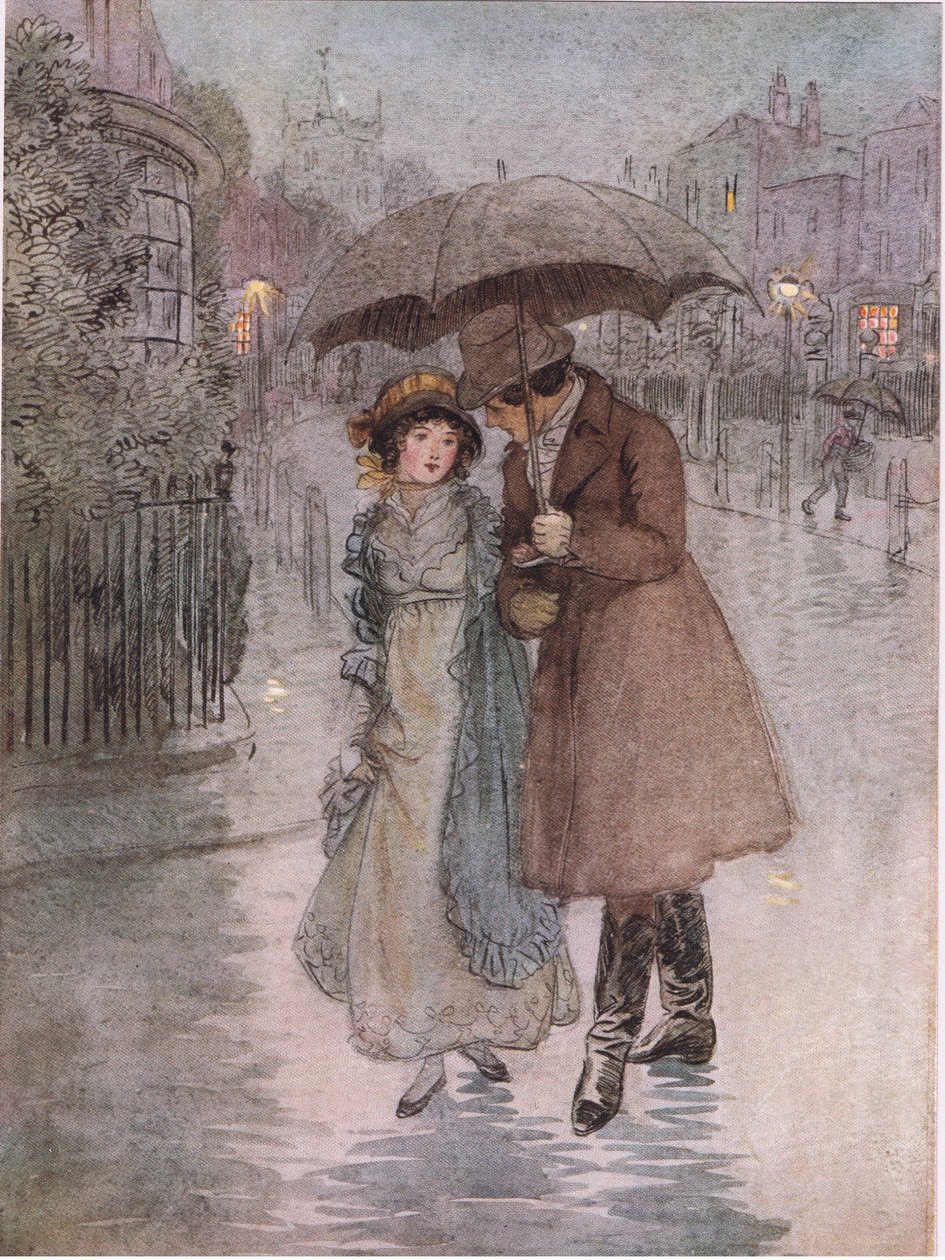 Phoebe: "Satoi ja kasvoni olivat märät. (litho) tekijältä Hugh Thomson