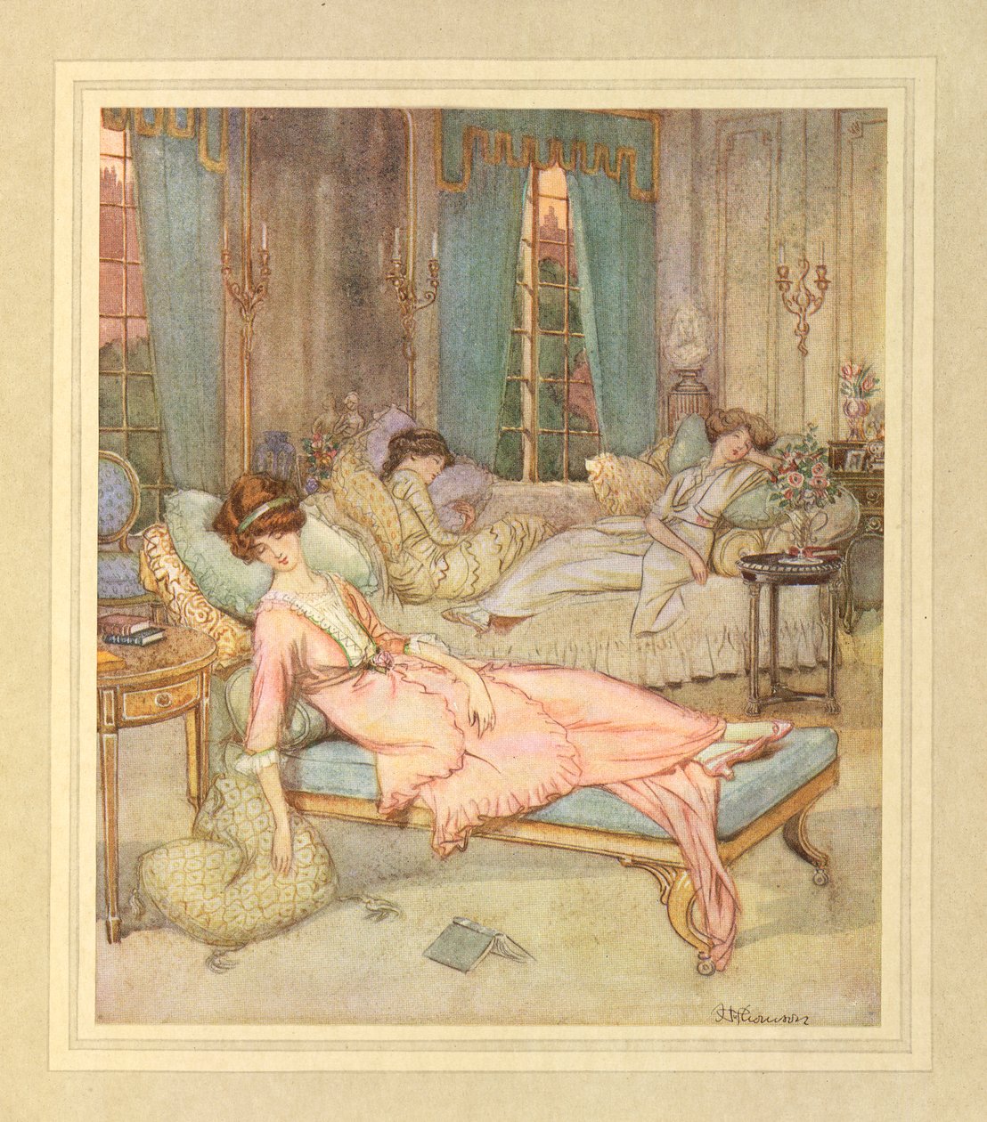 Kolme naista nukkumassa, J. M. Barrien teoksesta The Admirable Crichton tekijältä Hugh Thomson