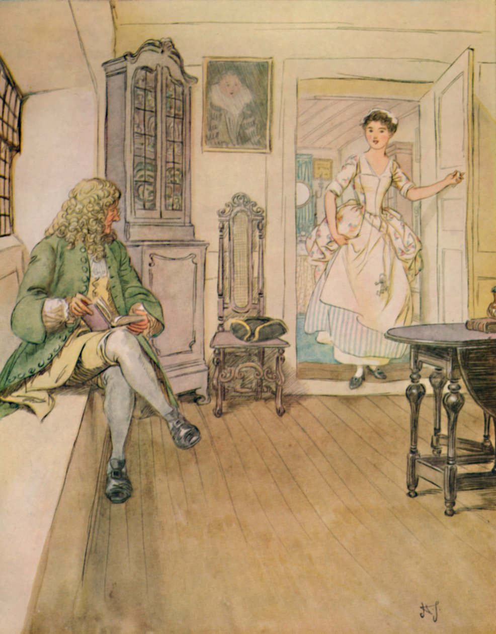 Kate, näen, että olet vaihtanut mekkoasi niin kuin minä sinulle lupasin., 1912, 1923. tekijältä Hugh Thomson