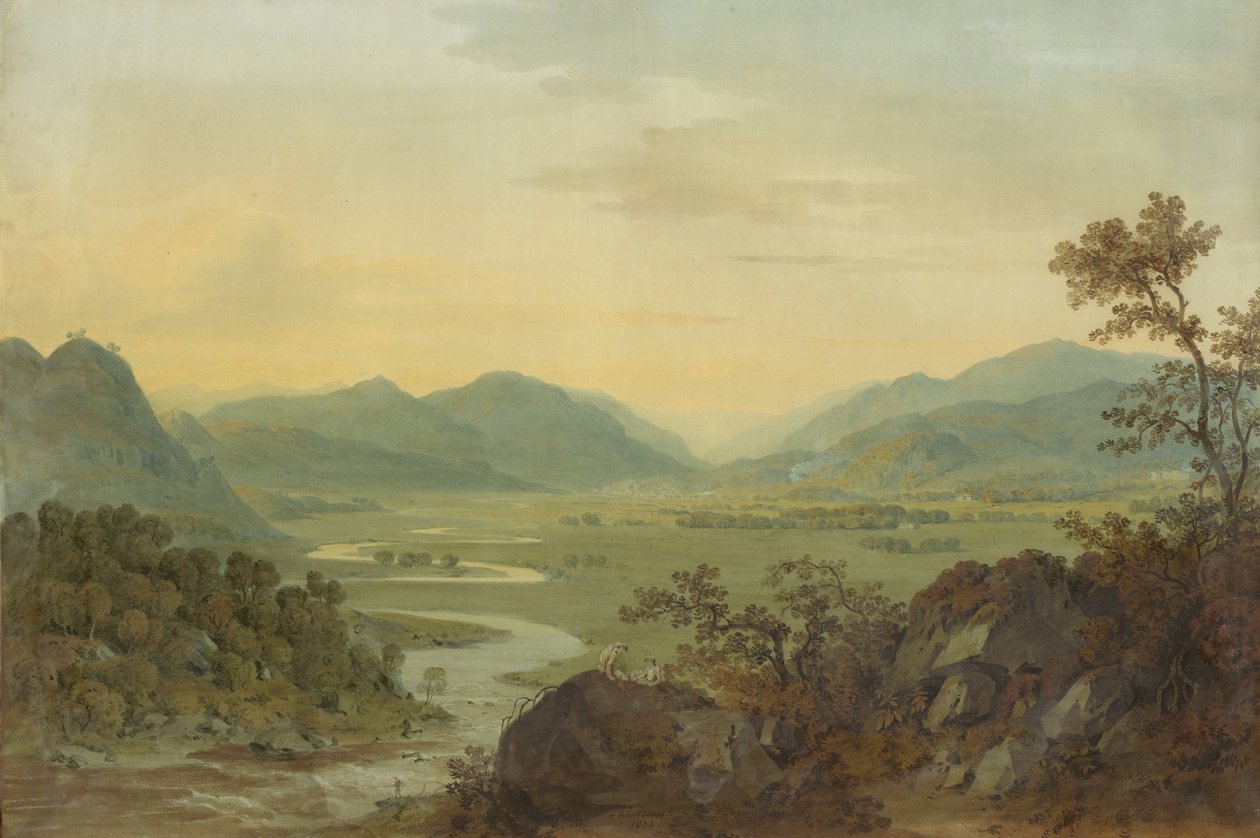 Carne-joki Loudounin linnasta Ayrshirestä, 1804 tekijältä Hugh William Williams