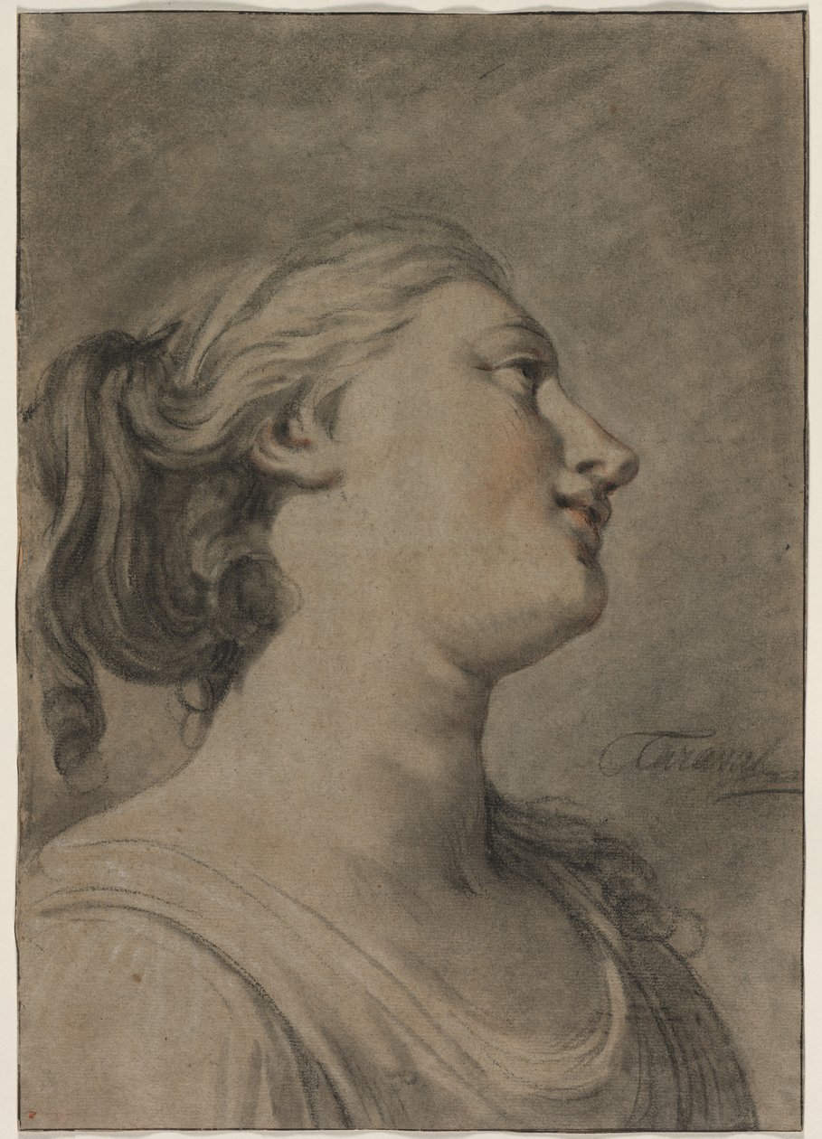 Naishahmon pää profiilissa, käännetty oikealle, c. 1763-1770. tekijältä Hughes Taraval