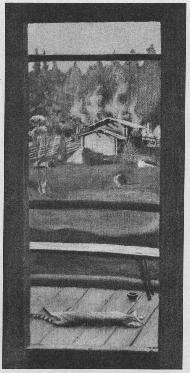 Die Badestube - Sauna - wird geheizt. Beschreibung lt. Quellen tekijältä Hugo Simberg