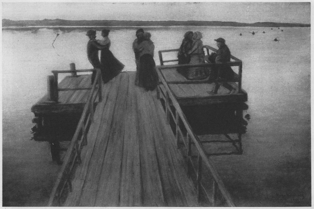 Tanz auf der Landungsbrucke. Beschreibung lt. Quellen tekijältä Hugo Simberg