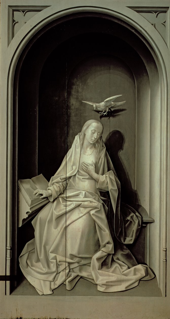 Neitsyt Marian ilmestys, Portinarin triptyykistä, noin 1479. tekijältä Hugo van der Goes