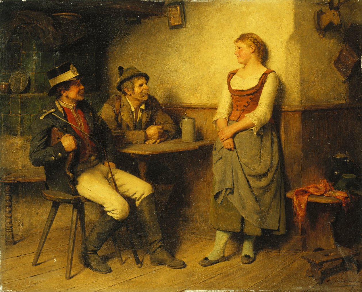 Konservaatio tavernassa, 1891 tekijältä Hugo Kauffmann