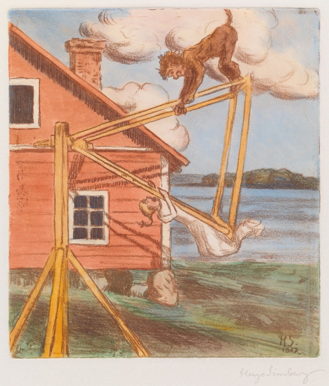 Der Teufel auf der Schaukel tekijältä Hugo Simberg