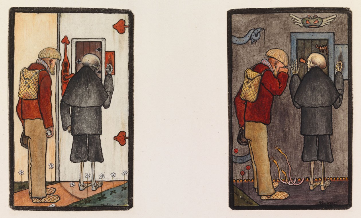 Talonpoika ja kuolema taivaan ja helvetin porteilla tekijältä Hugo Simberg