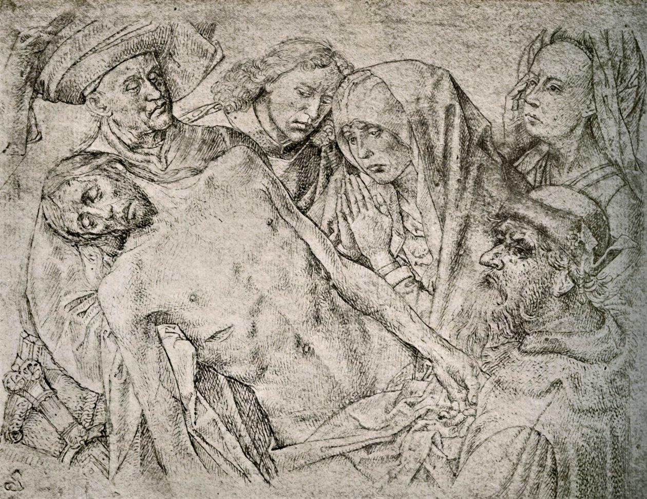 Piirustus ristin laskeuman jälkeen, c1460-1480, 1908. tekijältä Hugo van der Goes