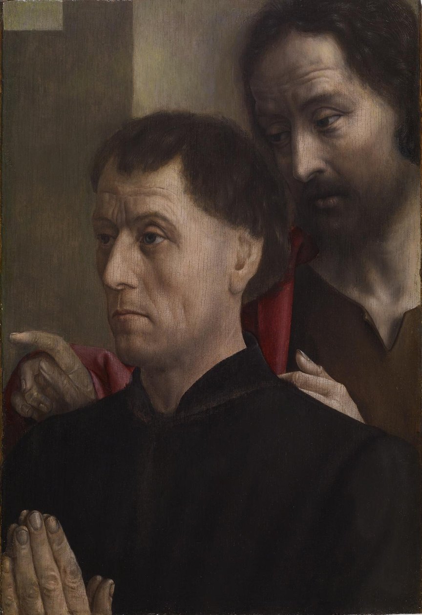 Muotokuva miehestä rukouksessa Pyhän Johannes Kastajan kanssa, n. 1475 (öljy paneelissa) tekijältä Hugo van der Goes