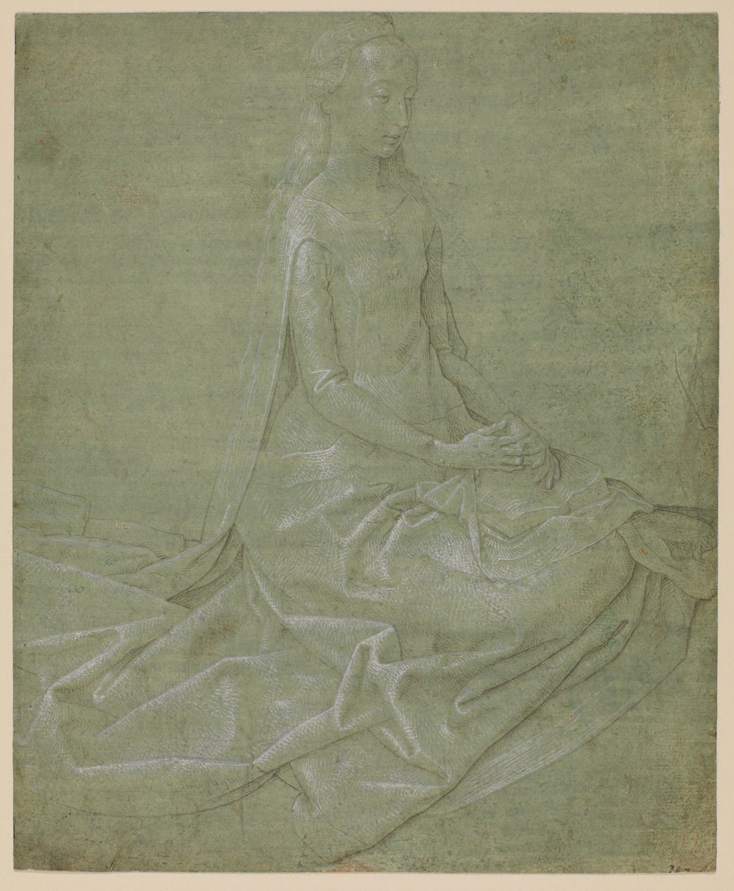 Istuva naispyhimys, noin 1475 - 1485 tekijältä Hugo van der Goes