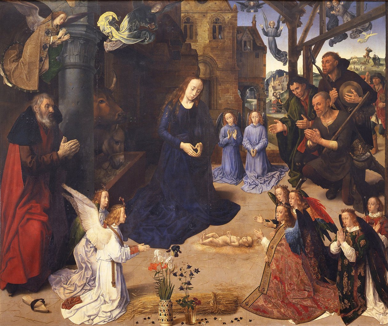 Paimenten palvonta Portinari-triptyykki, n. 1478 tekijältä Hugo van der Goes
