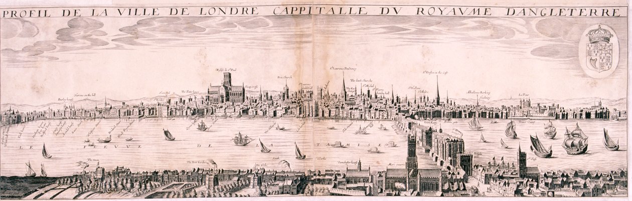 Näkymä Lontooseen etelästä, 1643 tekijältä Hugue Picart