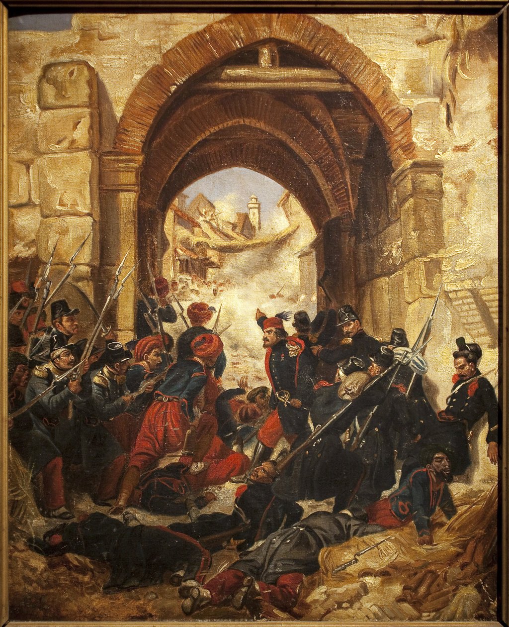 Algerialaisen casbahin (kasbah) ottaminen - Hugues Martinin (1809-?) maalaus, öljy kankaalle, 40,5 x 33 cm - Musee des Beaux Arts de Macon tekijältä Hugues Martin