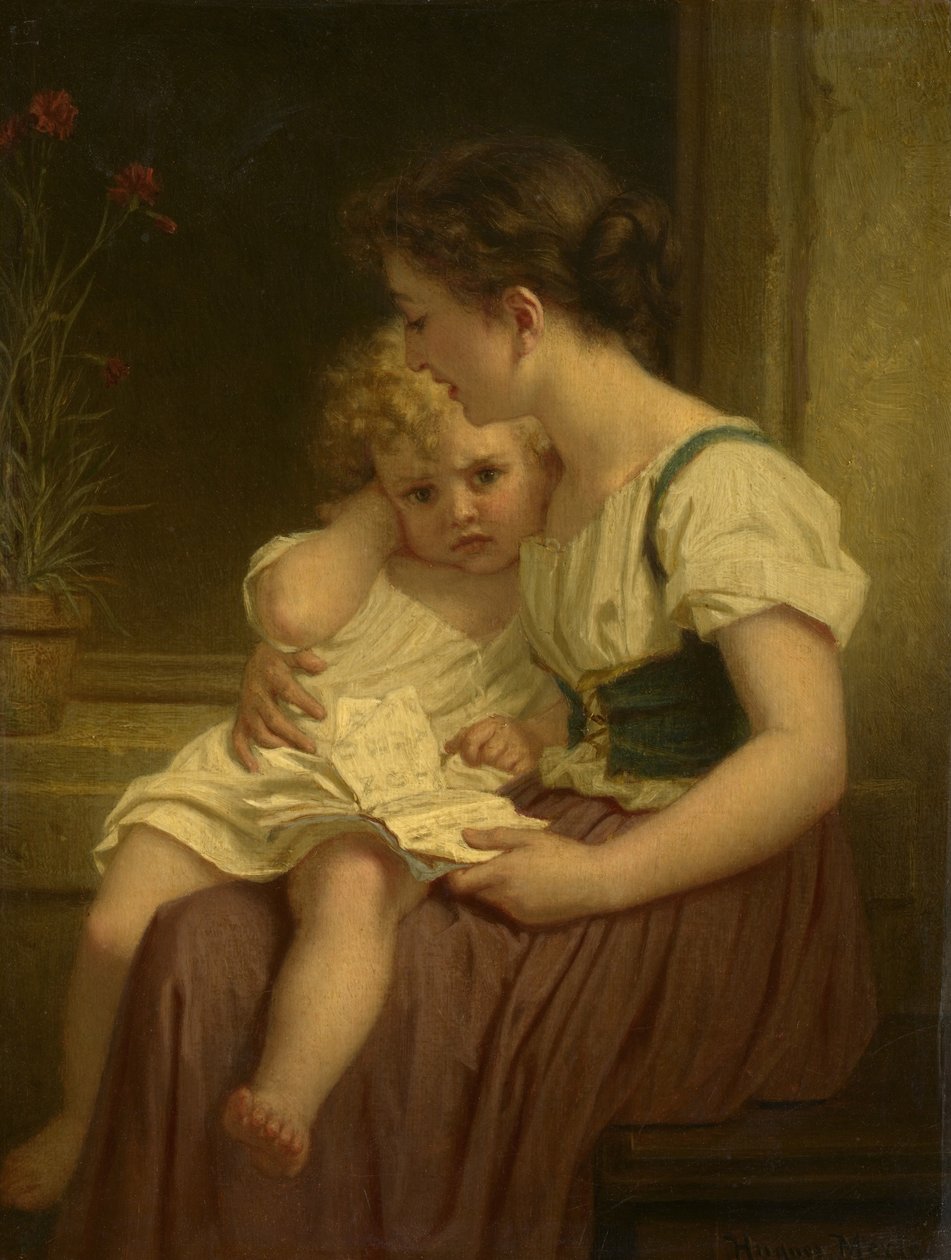 Äiti ja lapsi, n. 1864 tekijältä Hugues Merle