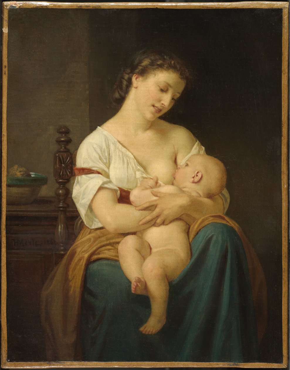 Äiti ja lapsi, n. 1869 tekijältä Hugues Merle
