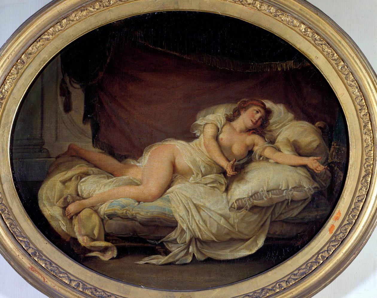 Hugues Travalin (1728-1785) naisen sohvamaalaus 1779 su. 0,36 x 0,44 m Towers Museum of Fine Arts tekijältä Hugues Traval