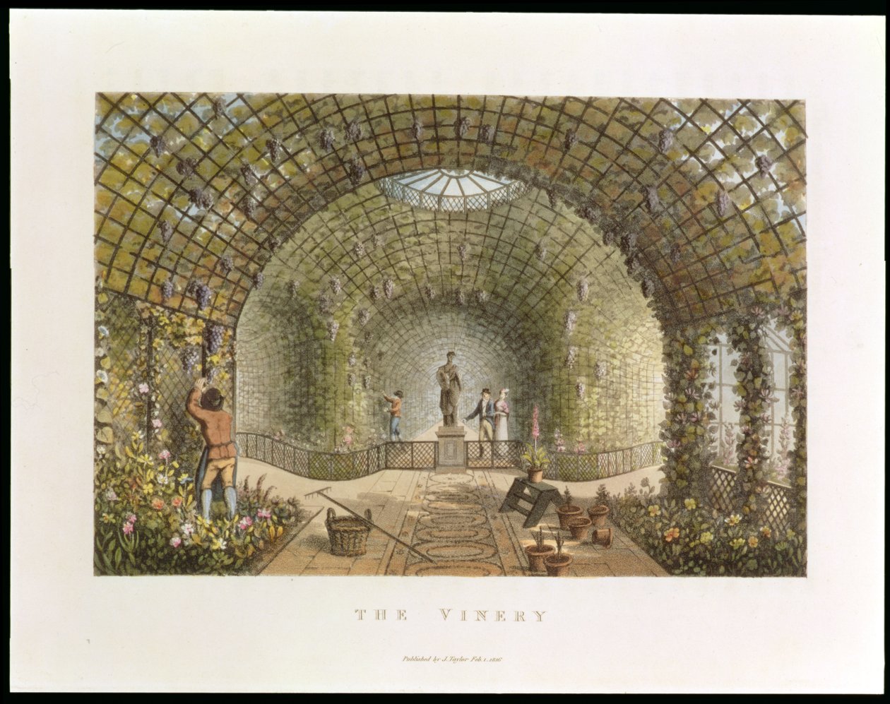 The Vinery, julkaisusta "Fragments on the Theory and Practice of Landscape Gardening", pub. 1816 tekijältä Humphry Repton