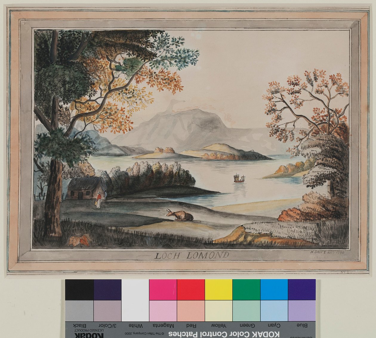 Loch Lomond (akvarelli paperille) tekijältä Humphry Davy