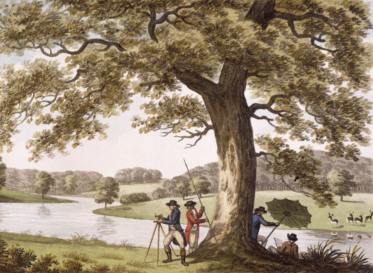 Humphry Repton mittaa teodoliitilla tekijältä Humphry Repton