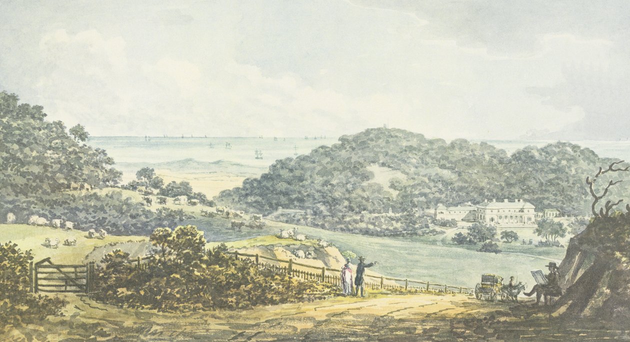 Panoraamanäkymä "jälkeenpäin", Antony Housen punaisesta kirjasta, noin 1812. tekijältä Humphry Repton