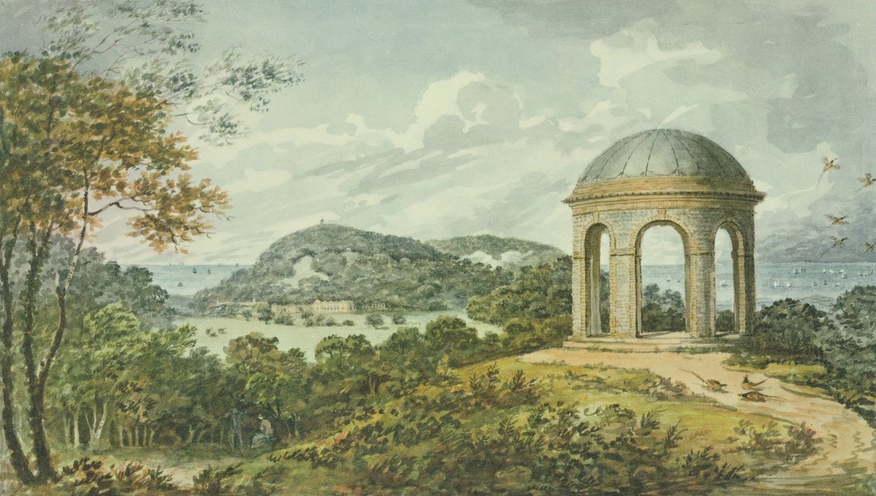 Kohtaus lähellä temppeliä, Antony Housen punaisesta kirjasta, n. 1812 (wc paperilla) tekijältä Humphry Repton