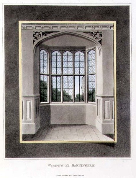 Window at Barningham (ennen) julkaisusta "Fragments on the Theory and Practice of Landscape Gardening", pub. 1816 (väri litho) (katso myös 103905) tekijältä Humphry Repton