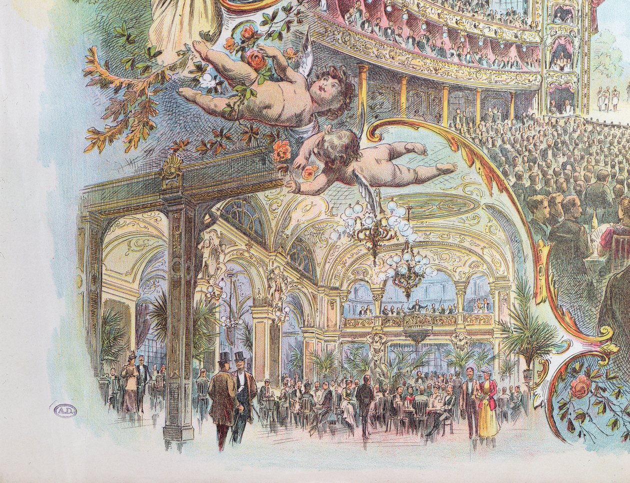 Sisäkuvat Somossy Orfeumista Budapestissa, 1800-luvun lopulla tekijältä Hungarian School