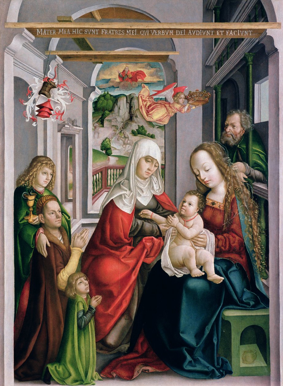Pyhä Anna Neitsyen ja Lapsen kanssa, Eperjes, n. 1520 (tempera mäntypuulla) tekijältä Hungarian School