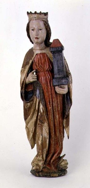 St. Barbara, Kassa, 1450-60 (maalattu puu) tekijältä Hungarian School