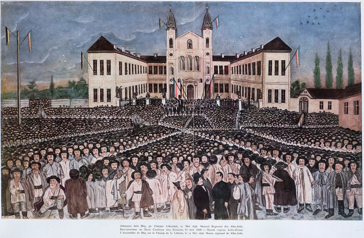 Romanian talonpoikien mielenosoitus Blajissa Transilvaniassa 15. toukokuuta 1848 tekijältä Hungarian School