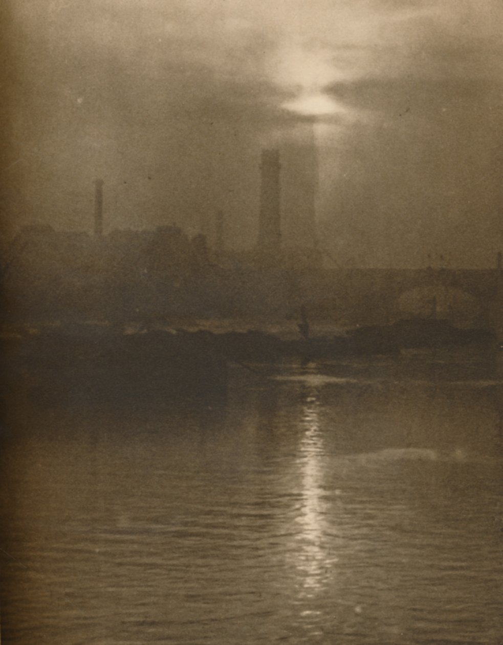 "Sumuja Lontoon illasta Surrey Shorella Waterloo Bridgellä", vuodelta 1935. tekijältä Huson