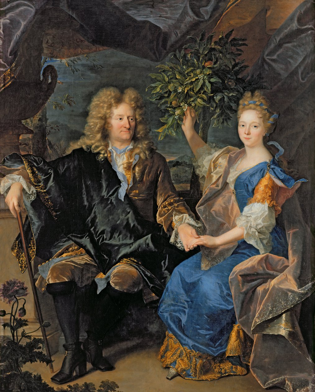Kreivi Jan-Andrezj Morszstyn (1619-93) ja hänen tyttärensä Isabelle Morszstyn-Czartoryski, Klevanin herttuatar, 1693 tekijältä Hyacinthe Francois Rigaud
