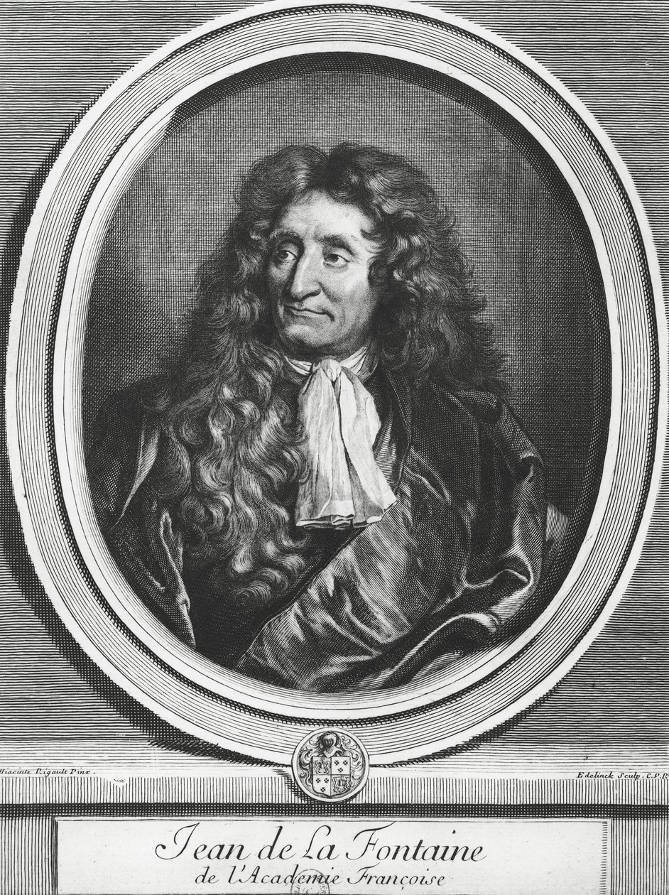 Jean de La Fontaine (1621-95), kaiverrus Gerard Edelinck (1640-1707) tekijältä Hyacinthe Francois Rigaud