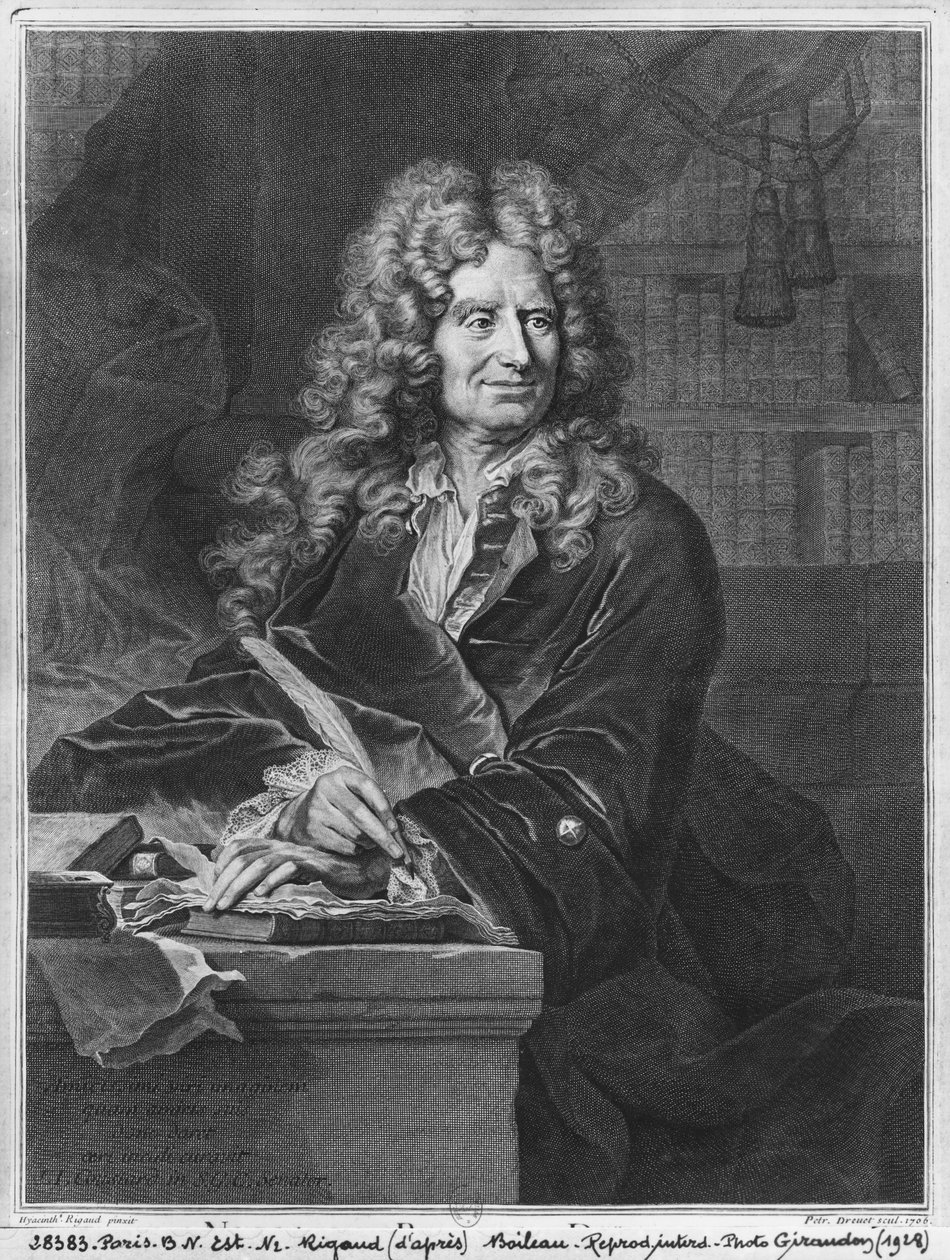 Nicolas Boileaun muotokuva, joka tunnetaan nimellä Boileau-Despreaux, 1706 tekijältä Hyacinthe Francois Rigaud