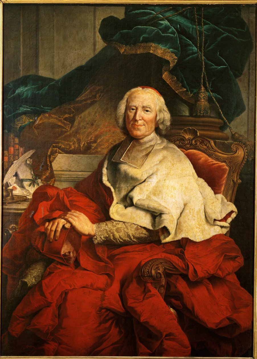 Kardinaali Andre-Hercule de Fleury, kuningas Ludvig XV:n pääministeri... (öljy kankaalle) tekijältä Hyacinthe (studio of) Rigaud