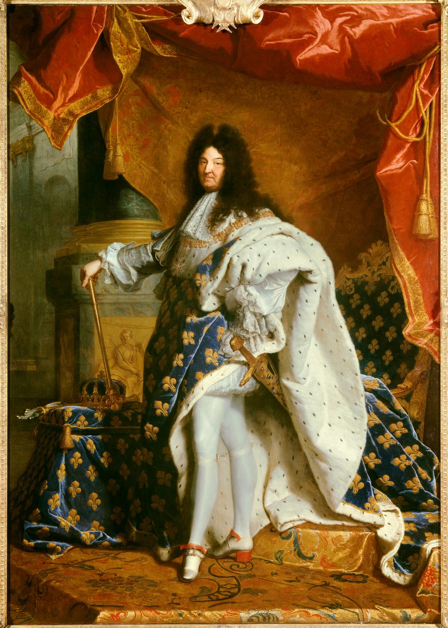 Täyspitkä muotokuva kuningas Ludvig XIV:stä tekijältä Hyacinthe Francois Rigaud
