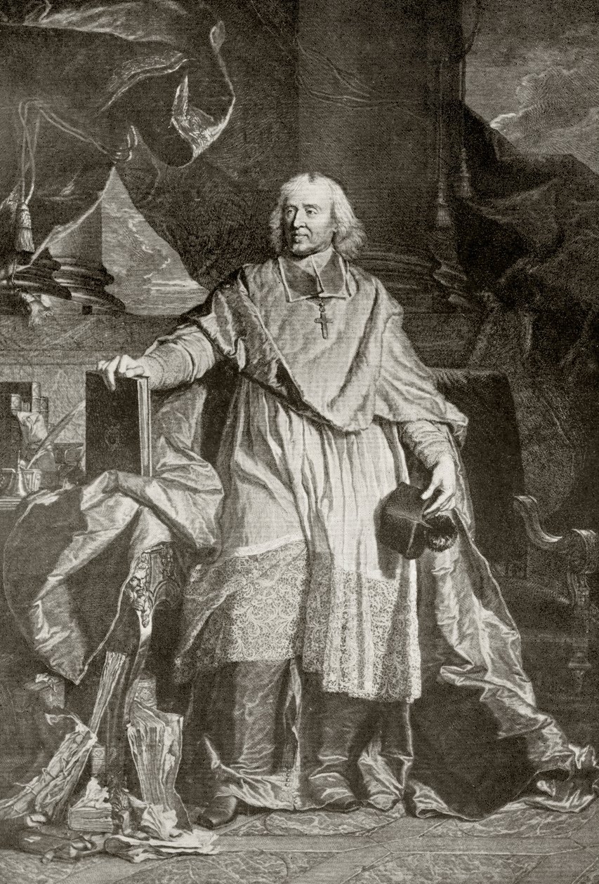 Jacques Benigne Bossuet, kaiverrus Pierre Imbert Drevet, Alfred Whitmanin teoksesta "The Print-Collector