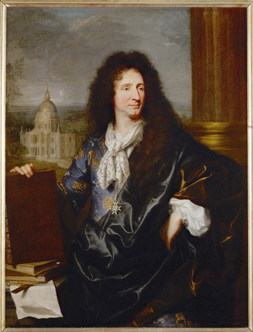 Jules Hardouin-Mansart, kuninkaallisten rakennusten ensimmäinen arkkitehti ja valvoja, maalattu 1685 ... tekijältä Hyacinthe Francois Rigaud