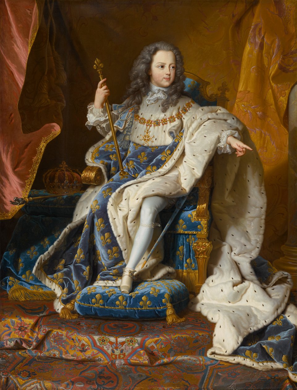 Ludvig XV (1710-1774), noin 1715-1717 (öljy kankaalle) tekijältä Hyacinthe Francois Rigaud