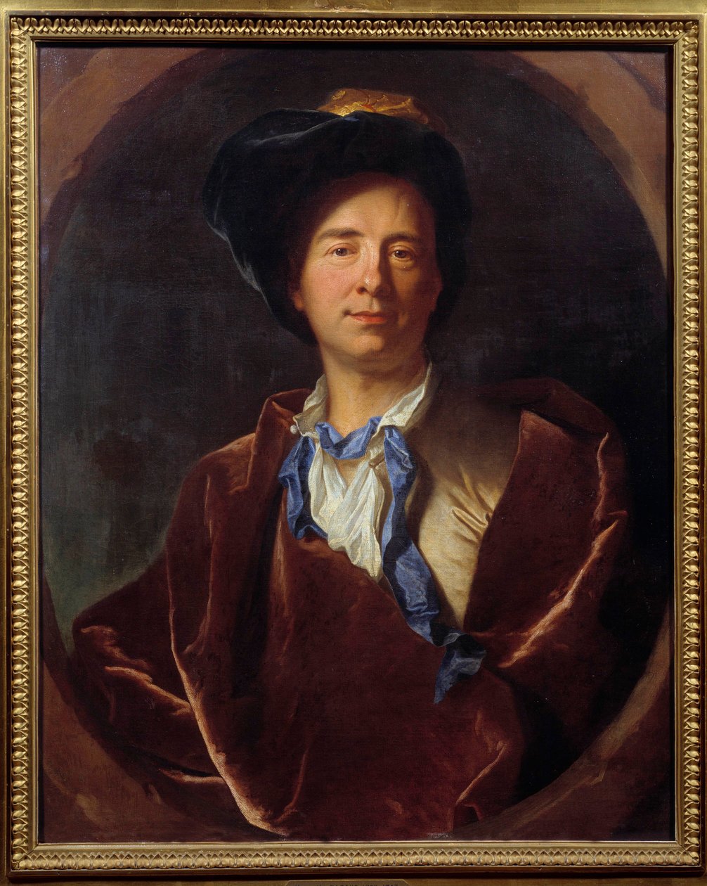 Portrait of Bernard Le Bouyer (Le Bovier) de Fontenelle (1657-1757), ranskalainen kirjailija Hyacinthe Rigaudin (1659-1743) maalaus 1713 Su. 0,79 x 0,63 m Montpellier, Fabre Museum - Bernard Le Bouyerin (Le Bovier) de Fontenellen (1657-1757), ranskalaisen  tekijältä Hyacinthe Francois Rigaud