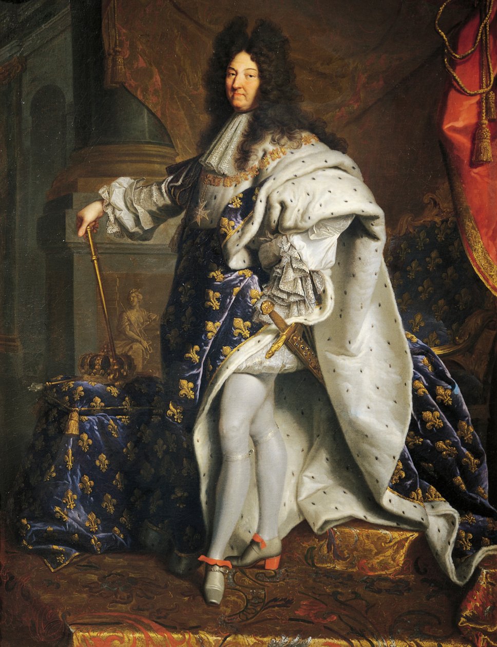 Ludvig XIV:n muotokuva Ranskasta, joka tunnetaan nimellä Ludvig Suuri tai Aurinkokuningas (1638-1715), Hyancinthe Rigaudin (1659-1743) maalaus tekijältä Hyacinthe Francois Rigaud