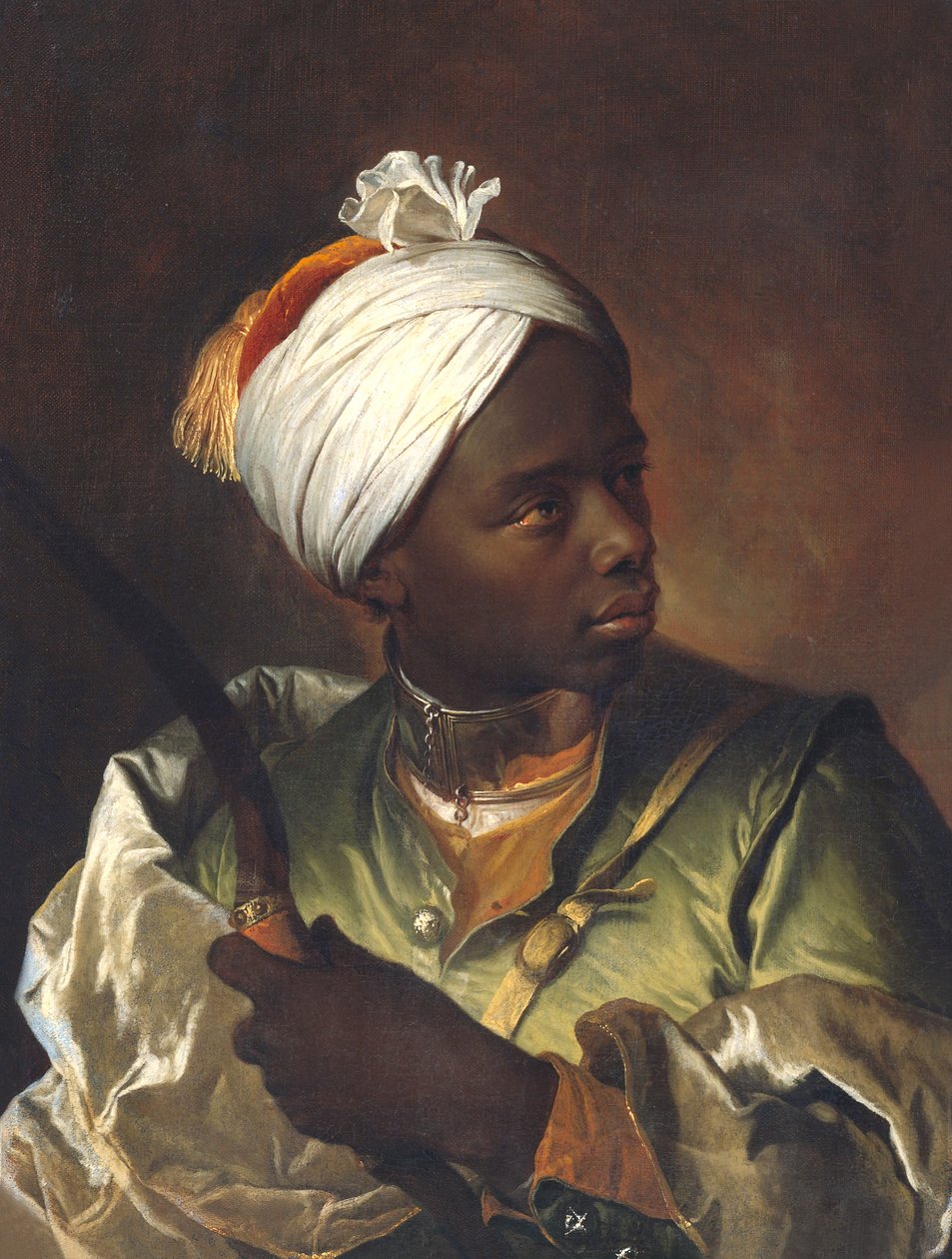 Muotokuva mustasta miehestä, jolla on jousi kädessään, noin 1697 (öljy kankaalle). tekijältä Hyacinthe Francois Rigaud