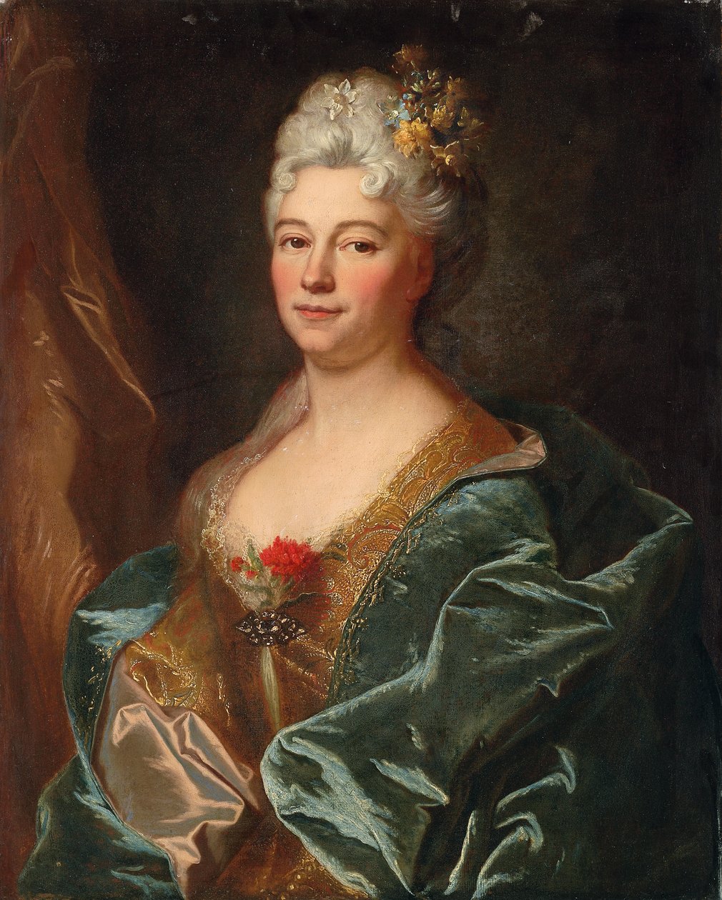 Marquise de la Mesangeren muotokuva, os. Marguerite de Rambouillet tekijältä Hyacinthe Francois Rigaud