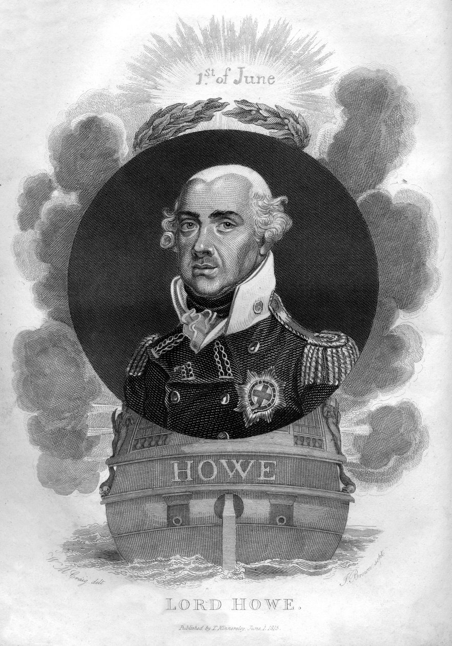 Amiraali Richard Howe, 1. Earl Howe, 1726-1799, englantilainen amiraali, 1816. tekijältä I. Brown